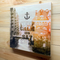 Holzbild - Keep Calm and Say Moin - Wasserschloss 30x30 cm