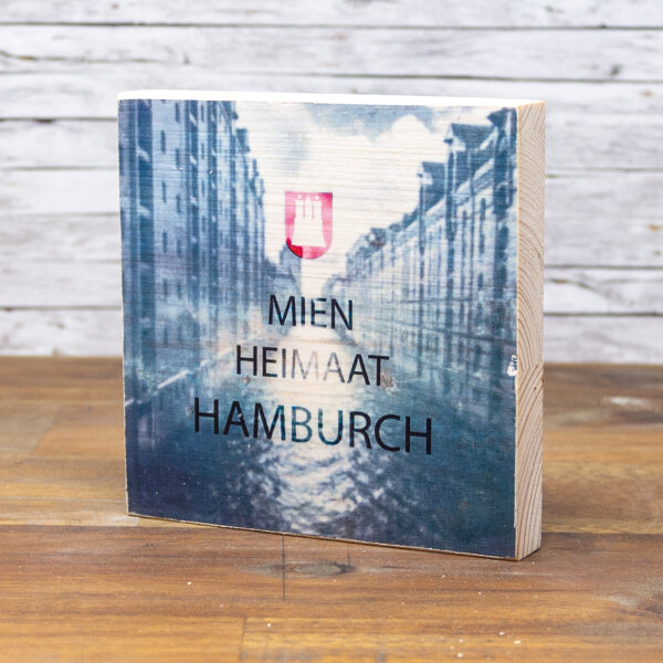 Holzbild - MIEN HEIMAAT HAMBURCH - Speicherstadt 10x10 cm