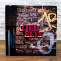 Holzbild - Lieb Sein (Rot) 20x20 cm