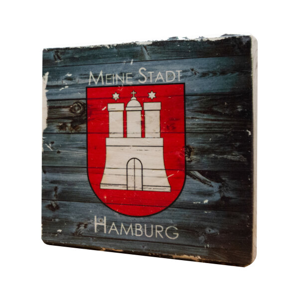 Holzbild - Meine Stadt Hamburg (Wood) 10x10 cm